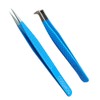 2 Pieces Diamond Grip Eyelash Tweezers Professional Set- COSSMOO Straight