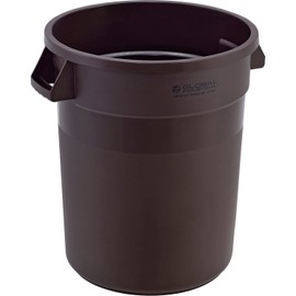 Global Industrial Commercial Round Trash Can, 20 Gallon Capacity, Plastic Garbage Can, Indoor and Outdoor Utility Trash Can, Brown, 19" W x 22-1/2"H, No Lid