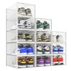 12 Pack Shoe Storage Bins, Clear Plastic Stackable Shoe Organizer