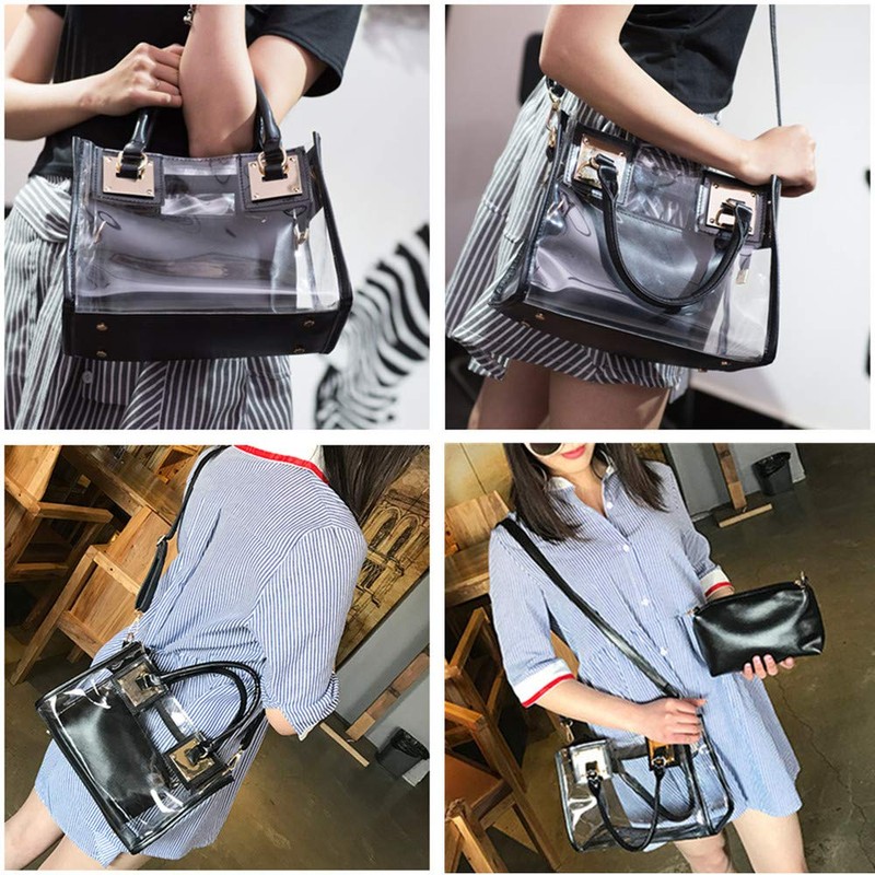 Women Transparent Shoulder Crossbody Bag, 2 in 1 Designer Fashion