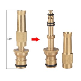 Solid Brass Hose Nozzle for Garden Hose - Quick Connect Heavy Duty High Pressure Jet Nozzles for Garden Hoses, Adjustable Spray Gun for Patio, Lawn, Car Washing