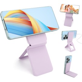 Gugxiom Soporte magnético para teléfono, Trípode plegable con imanes fuertes, Ajuste de ángulo y cuero PU, Compatible con todos los teléfonos inteligentes (Morado)