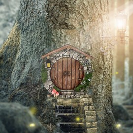 BSITSSS 6 Pcs Fairy Door, Miniature Fairy Doors for Garden Trees, Wooden Fairy Garden Door, Fairy World Fairies Doors, Elf Door for Garden Trees Yard Art Trees Potted Decoration