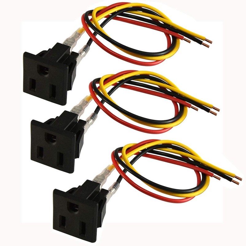 3 Pcs AC 125V US Outlet Panel Mount Power Rewiring