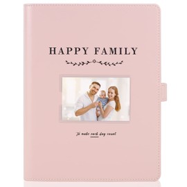 Frankmate Photo Album 4x6 128-Pocket Photos Leather Frame Cover Family Photo Album Bookshelf Picture Album Book Simple Design White Page