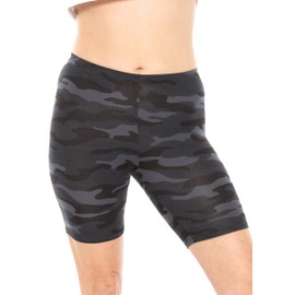 STRETCH IS COMFORT Women's DTY Biker Shorts Black Camo Medium
