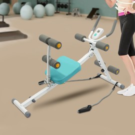 Ab Workout Equipment, Ab Machine with 2 Resistance Bands and LCD Display, Adjustment Whole Body Workout Waist Trainer for Home, Companies, Gyms