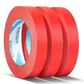 KIWIHUB Red Painters Tape,0.7" x 60 Yards x 3 Rolls (180 Yards Total) - Medium Adhesive Masking Tape for Painting,Labeling,DIY Crafting,Decoration and School Projects