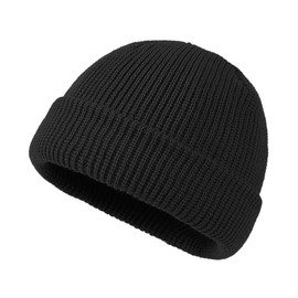SSKHE Cuffed Beanie Hat for Men Stylish Black Winter Beanie Warm Unisex Beanie Cap Men's Beanie Hat for Cold Weather