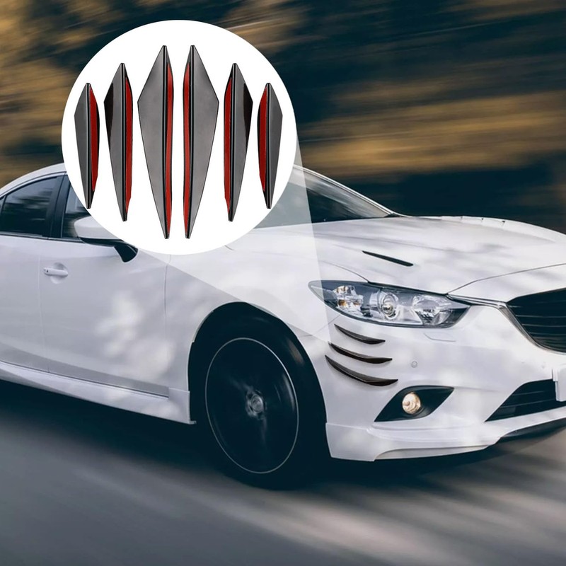 6 Pcs Car Spoiler Canards Kit, Universal Auto Body Anti-Collision