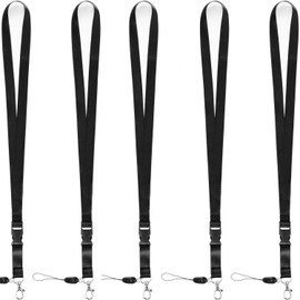 Office Neck Lanyards Detachable Buckle Enhanced Model Hook Breakaway Strap Quick Release Safety Lanyard for ID Badge,Key,Women Men Cell Phones USB Whistles Nylon Black 5 Pack