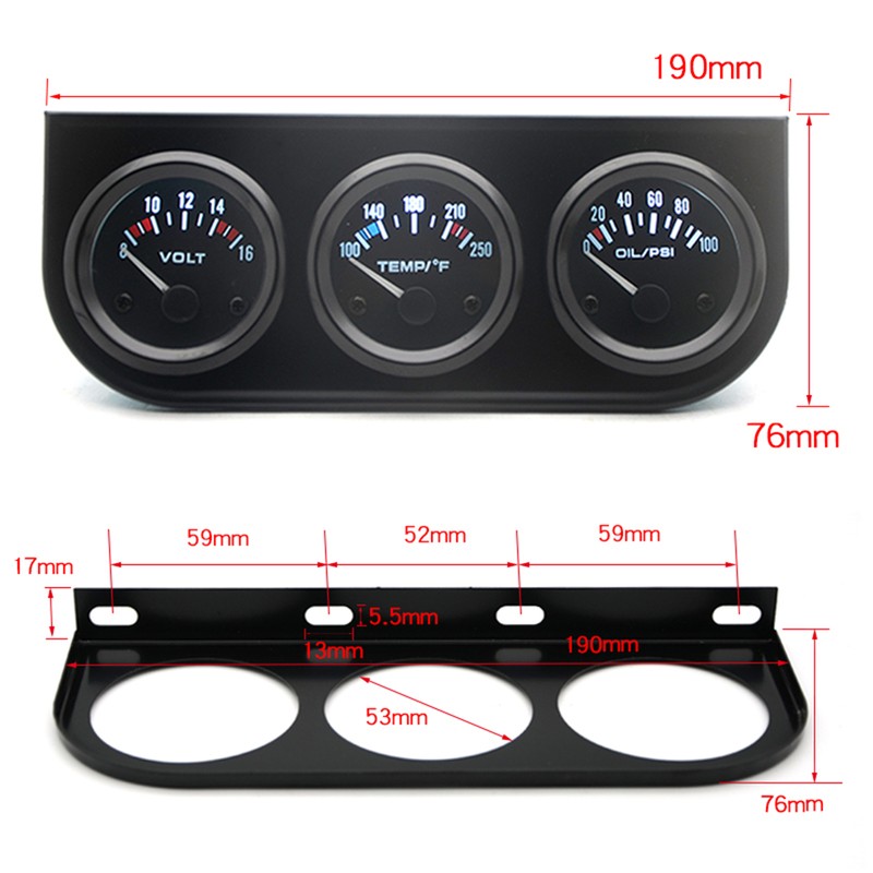 3 in 1 Car Meter Auto Gauge Voltmeter Water Gauge