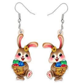 THXFUNAREA Acryl kreative Ostern Hase baumeln Haken Ohrringe Geschenke für Damen Mädchen Kinder süße Kaninchen Eier hypoallergen Schmuck für Geburtstag Party Festival Dekorationen