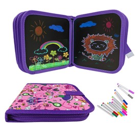 Funkprofi Coloring Book for Kids with 12 Pens, Graffiti Drawing Board, Graffiti Book, Reusable, Portable, Wipe Clean, 14 Pages (Princess Castle)