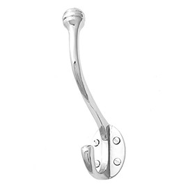 Castelion® Large Chrome Single Hook | Victorian Hat and Coat Hook | Wall Mounted | Chrome Hardware Perfect for Traditional Homes | 15cm High x 10cm Deep