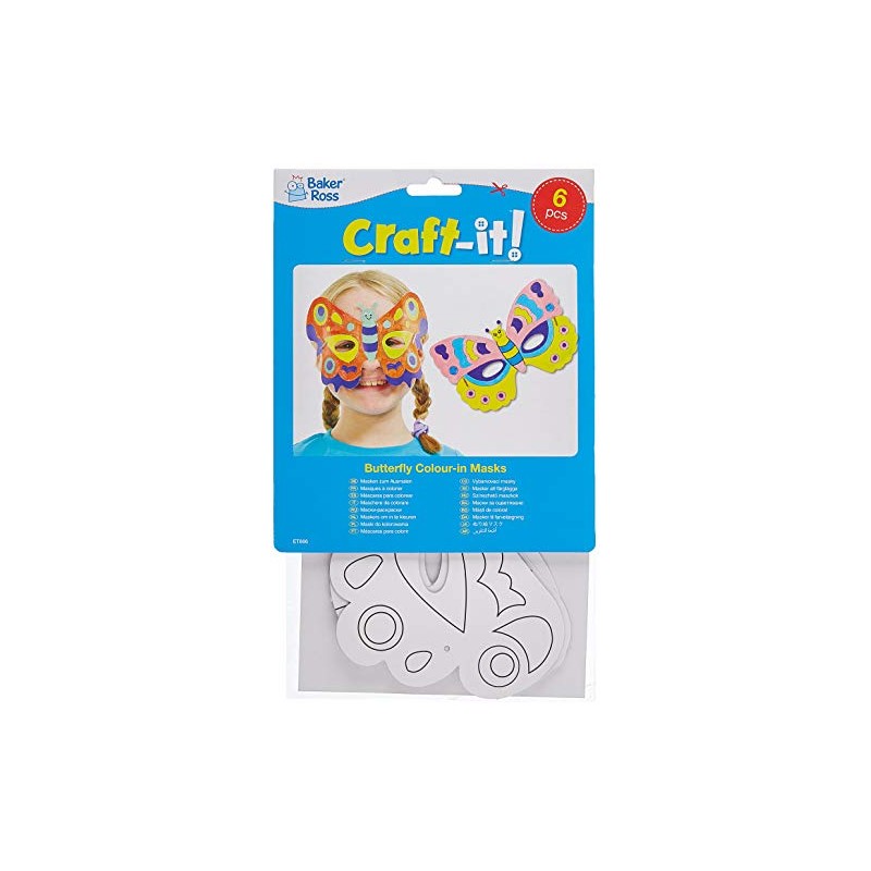 Baker Ross ET866 Butterfly Colour-in Masks (Pack of 6), Perfect