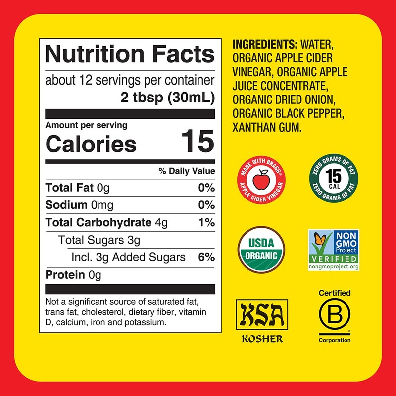 Bragg Organic Oil-Free Vinaigrette Salad Dressing and Marinade - 12
