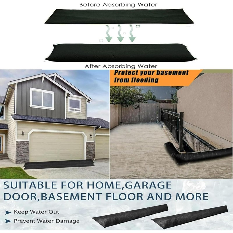 Water Activated Flood Barriers, Sandless Sandbag for Rain Water Control,