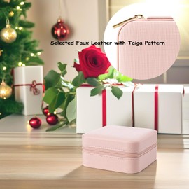 Vlando Small Travel Jewelry Box Organizer - Mirrored Jewelries Necklaces Rings Earrings Necklace Storage Case, Pink