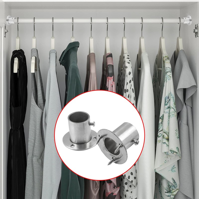 Moicstiy 4Pcs 3/4 Inch Dia Closet Rod Flange Holder Stainless