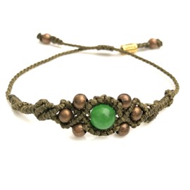 Bohemian Copper Bead Bracelet Jade Stone - Hand-knotted Woven Boho Macrame Jewelry