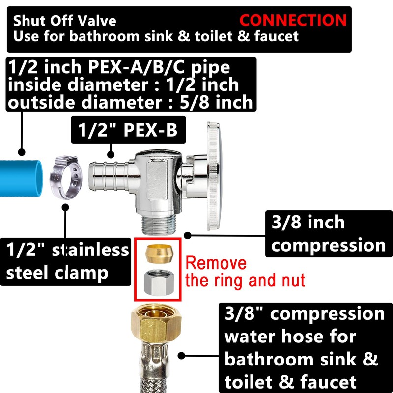 (10 Pack) Lidertik 1/2 inch Crimp PEX-B Angle Stop Valve