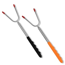 Beiskll Extra Long 45” Smores Sticks,Marshmallow Roasting Sticks for Fire Pit, 2 Pack Smore Skewers Kit for Hot Dog,Telescoping Camping Campfire Accessories (Orange+Black)