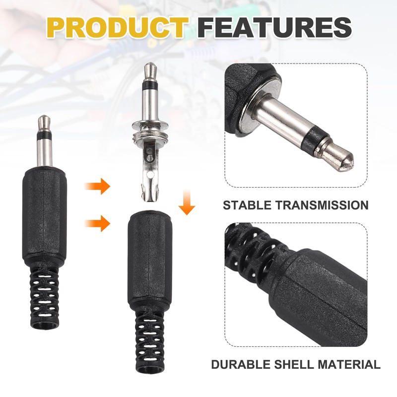 sourcing map 4 Pcs 1/8" TS Audio Male Plug, 3.5mm