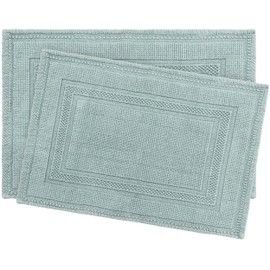 Jean Pierre New York Cotton StoneWash Racetrack 17x24/20x32 in. 2-Piece Bath Rug Set, Marine Blue
