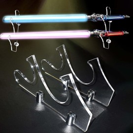 AthlChamp Lightsaber Holder Wall Mount, Lightsaber Stand Wall Display, Acrylic Lightsaber Stand Wall Display, Suitable for Sword and Lightsaber Display (Transparent)