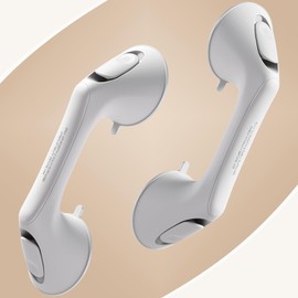 ABLECARE 2 Pack 12 Inch Grab Bars for Bathtubs and Showers for Seniors, Heavy Duty Shower Handle for Elderly, Suction Cup Removable Handrails Handicap Bath Grip Bathroom Safety Grips（White）