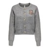 ONLY ONLTeddy Women's Knitted Cardigan with Teddy Motif, Medium Grey