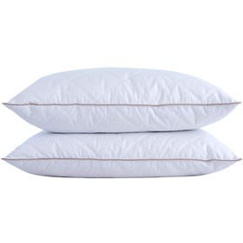 puredown® Goose Feathers and Down Pillow with Diamond Quilting with 100% Cotton Cover, Pack of 2, King Size