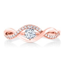 Gem Stone King 18K Rose Gold Plated Silver 4MM Round Gemstone Birthstone Infinity Ring | Wedding Engagement Anniversary Promise Ring For Women | Size 5,6,7,8,9