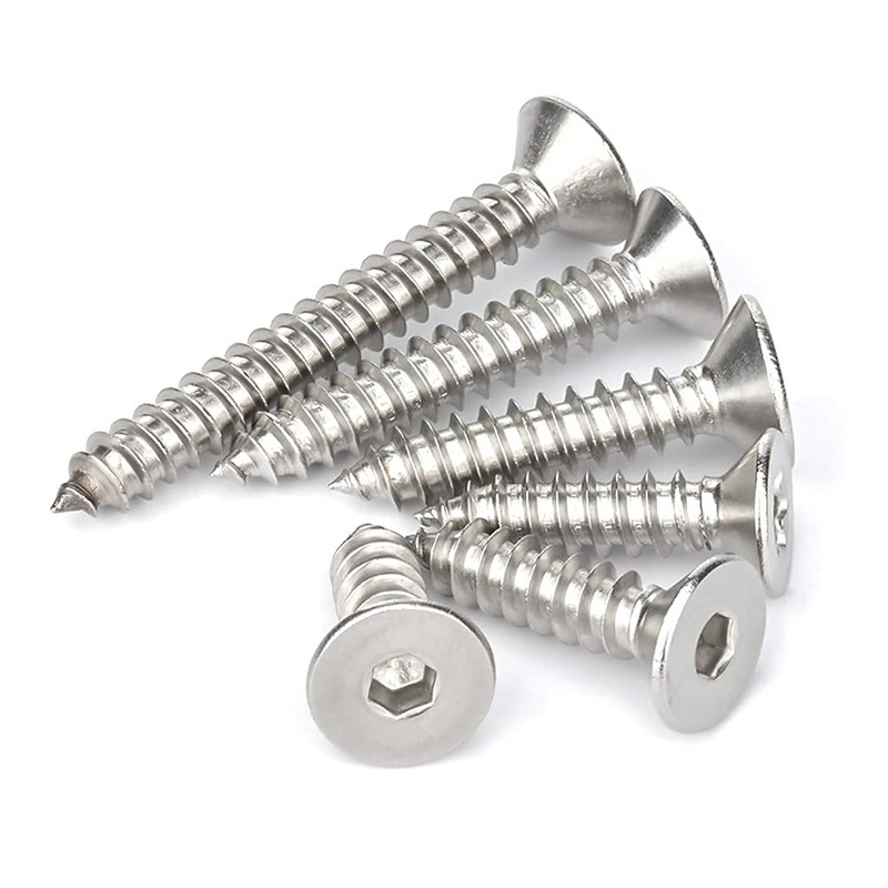 ANSIEDIO Self tapping Screws Stainless Steel Screws Hex Socket Flat