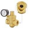 DN20 Einstellbarer Messing-Wasserdruckregler, Druckminderventil Druckregelventil mit Manometer für Horizontale Rohre