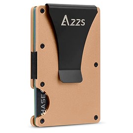 Carbon Fiber Minimalist Wallet for Men - RFID Blocking Credit Card Holder Metal Wallet- Money Clip Slim Front Pocket, Minimalist (Gold)