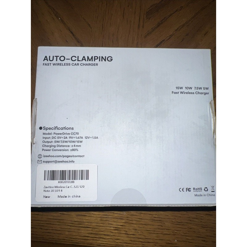 ZeeHoo 15W Fast Wireless Car Charger Power Grip CC70 Black