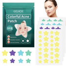 KIKVTER 112 Stück Pickel Patch, Pimple Patches, Pickel Patch Sterne, Hydrokolloid Pickel Patch, Pimple Patches Star, Pickel Pflaster Unsichtbar für Gesicht Anti Akne Hautbehandlung, 4 Farbe
