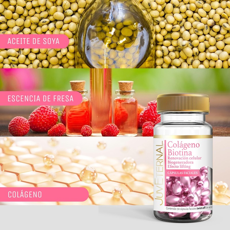 Juveternal |Cápsulas Faciales Colágeno Biotina |90 cáps|Efecto lifting|Biogenerador|