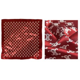 ANDANTINO 100% Pure Mulberry Silk Small Square Scarves -21'' x 21''- Digital Printed Neckerchief –Women Men Lightweight Scarf(Burgundy&White)