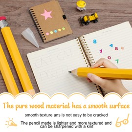 Leinuosen 3 Pcs Wooden Jumbo Pencils for Prop Gift Decor 14 Inch Giant Big Large Funny Novelty Comically Yellow Pencil with Eraser for School Office Party Favors