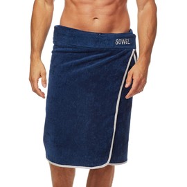 Sowel® Sauna Kilt for Men, Sauna Towel, Sauna Sheet made of 100% Organic Cotton, 60 x 140 cm, Navy/Grey