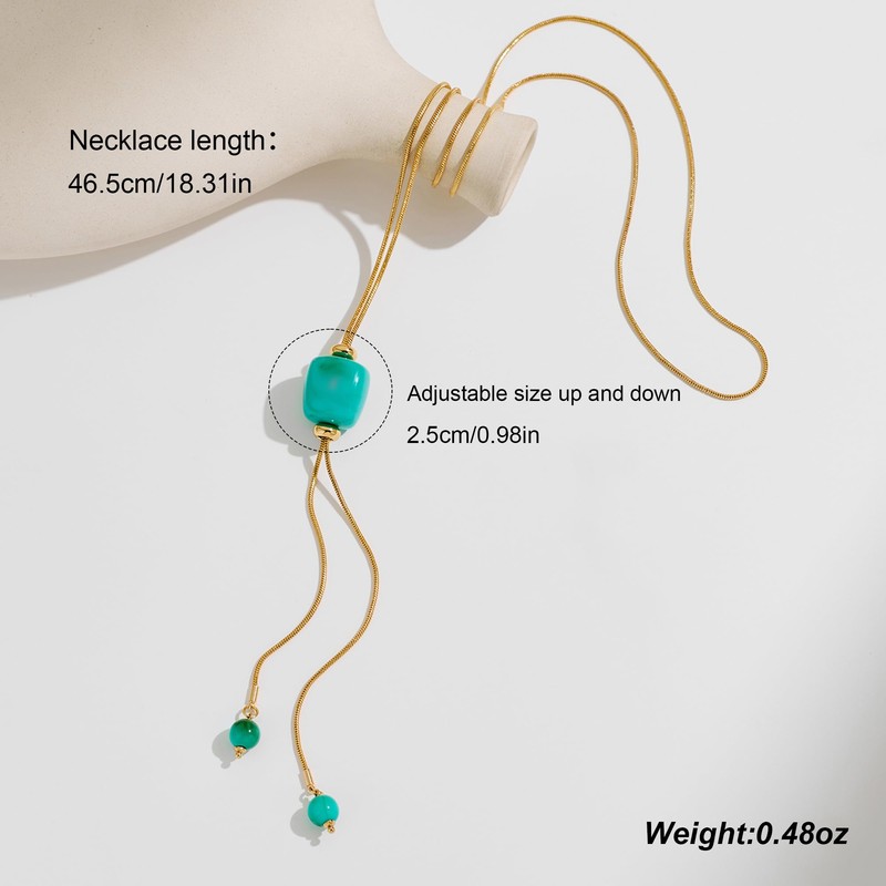 CUFELMU Long Y Necklace for Women Adjustable Sliding Bead Lariat