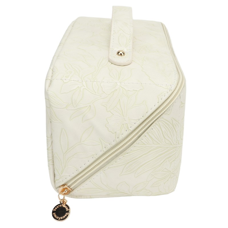 Makeup Cosmetic Bag Large Capacity Embossed Pattern Multifunctional Divider PU