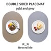 Wipeable Placemats Set of 6 Oval Faux Leather Placemat Reversible