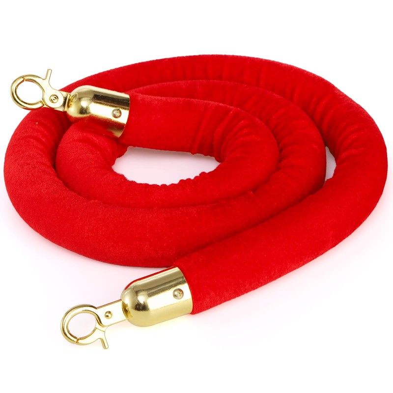 Okllen 4 Pack Red Velvet Stanchion Rope, 5 Feet Crowd