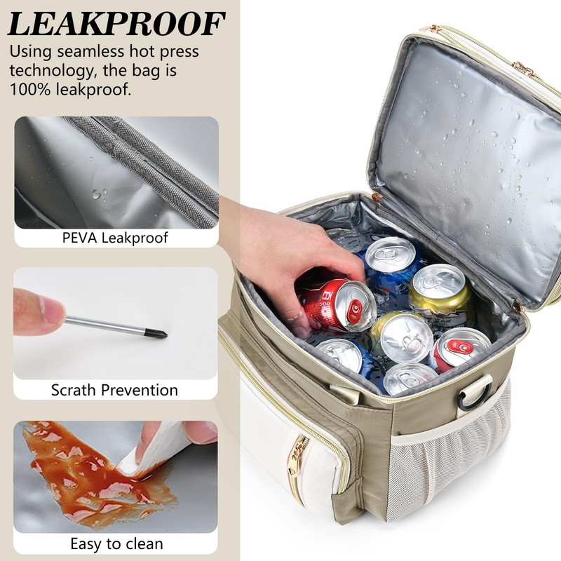 LOKASS Lunch Box for Women/Men-16L-Insulated Lunch Bag, Expandable Double-layer Leakproof