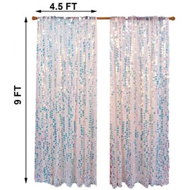 HH 9x9FT Iridescent Sequin Backdrop Curtains, 2 Panel Photography Backdrop Glitter Curtains Fabric Background, Large Shimmer Backdrop Drapes for Christmas Wedding Party Decor