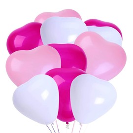 BinaryABC Heart Shaped Latex Balloons,Valentine's Day Engagement Wedding Party Decorations,10Inch,50Pcs(White Pink and Rose Red)